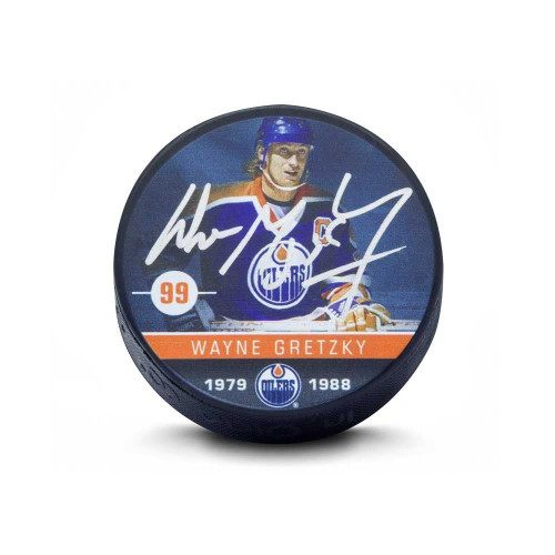 WAYNE GRETZKY Autographed Edmonton Oilers Portrait Hockey Puck UDA