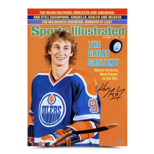 WAYNE GRETZKY Autographed Sports Illustrated Cover Print Edmonton Oilers 14.5x20 Photo UDA