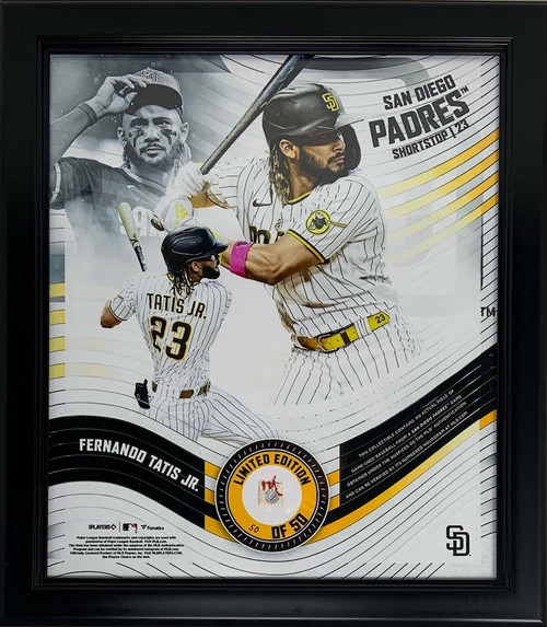 FERNANDO TATIS Jr. Unsigned Padres Framed 15" x 17" Game Used Baseball Collage LE 50/50