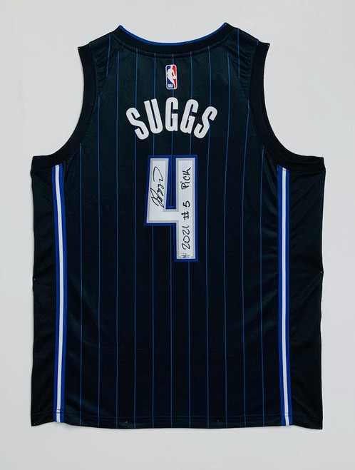 JALEN SUGGS Autographed "2021 #5 Pick" Orlando Magic Black Jersey FANATICS