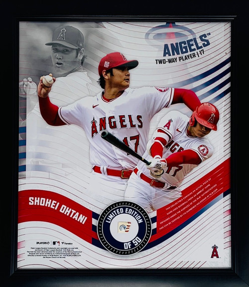 SHOHEI OHTANI Unsigned LA Angels Framed 15" x 17" Game Used Baseball Collage LE 50