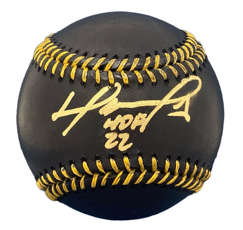 DAVID ORTIZ Boston Red Sox Autographed Black Leather Baseball with "HOF 22" Inscription FANATICS