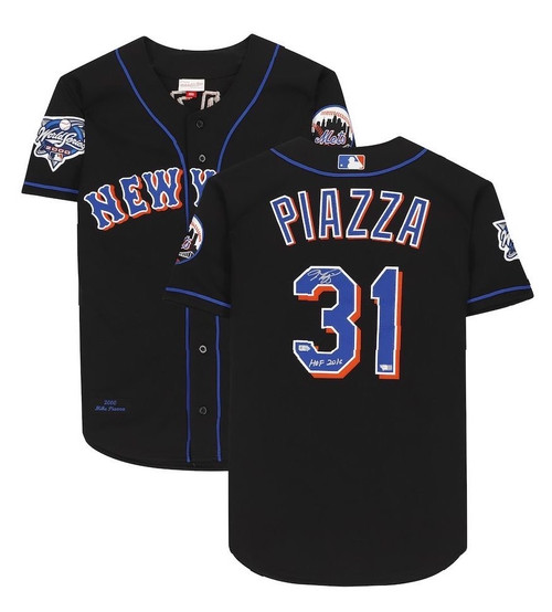 MIKE PIAZZA Autographed "HOF 2016" Mets Authentic WS Black Jersey FANATICS