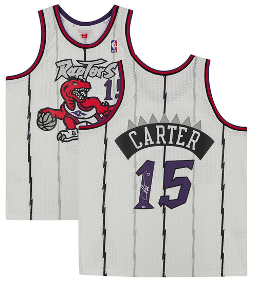 VINCE CARTER Autographed Toronto Raptors M&N 1998 Rookie Jersey FANATICS