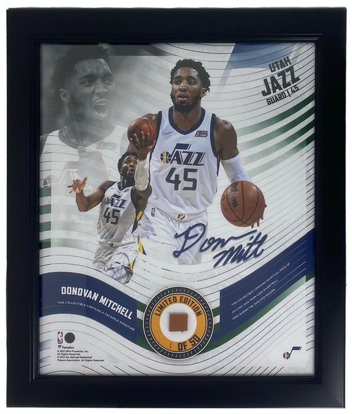 DONOVAN MITCHELL Jazz Framed 15" x 17" Game Used Basketball Collage LE 1/50