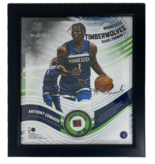 ANTHONY EDWARDS Timberwolves Framed 15" x 17" Game Used Basketball Collage LE 50