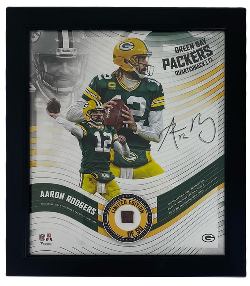 AARON RODGERS Green Bay Packers Framed 15 x 17 Game Used Football Collage LE 50