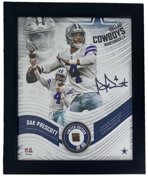 DAK PRESCOTT Dallas Cowboys Framed 15" x 17" Game Used Football Collage LE 50