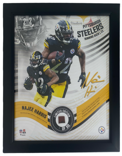 NAJEE HARRIS Steelers Framed 15" x 17" Game Used Football Collage LE 1/50