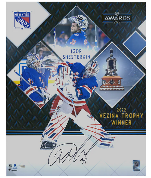 IGOR SHESTERKIN Autographed Rangers 2022 Vezina 16" x 20" Photograph FANATICS