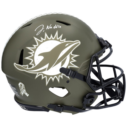 JAYLEN WADDLE Autographed Dolphins Salute To Service Authentic Helmet FANATICS