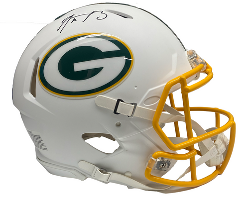 AARON RODGERS Autographed Packers White Matte Authentic Speed Helmet FANATICS