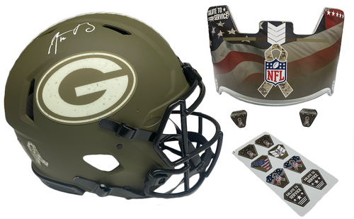 AARON RODGERS Autographed Packers STS Military Ribbon Authentic Helmet FANATICS
