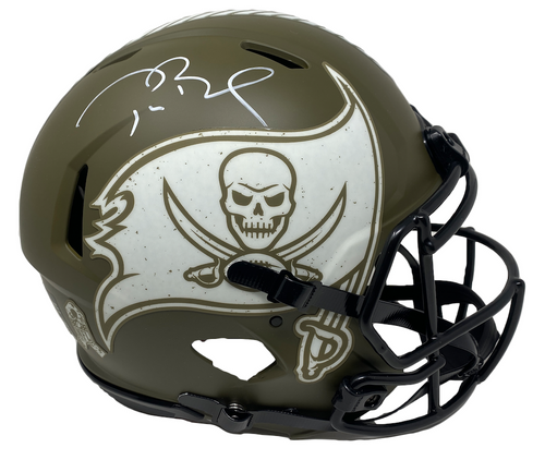 TOM BRADY Autographed Buccaneers Authentic Speed Helmet Display FANATICS LE  12