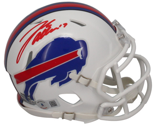 JOSH ALLEN Autographed (Red Ink) Buffalo Bills Mini Speed Helmet BECKETT