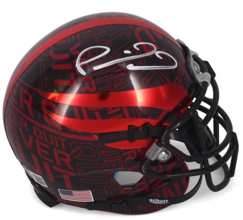 Patrick Mahomes Autographed Red Raiders 'Never Quit' Schutt Mini Helmet Beckett