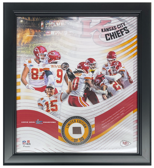 Kansas City Chiefs Framed 15" x 17" SB LVII Game Used Football Collage LE 15/50
