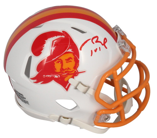 Tom Brady Autographed Buccaneers Throwback Speed Mini Helmet Fanatics