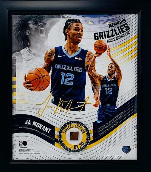 JA MORANT Memphis Grizzlies Framed 15 x 17 Game Used Basketball Collage LE 50/50