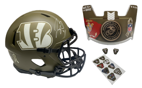 Joe Burrow Autographed Bengals STS Marines Ed. Speed Authentic Helmet Fanatics