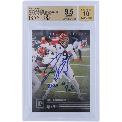 Joe Burrow Autographed Bengals Panini Chronicles #PA-1 RC Card Beckett 9.5