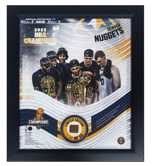 Denver Nuggets 2023 NBA Champs 15" x 17" Game Used Basketball Collage LE 23/50