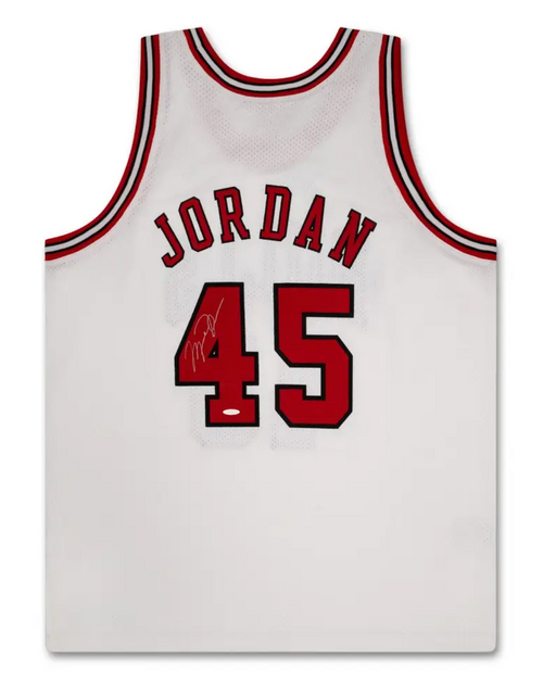 Michael Jordan Autographed 'Career Stats' Embroidered White Jersey 