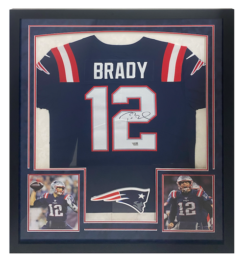 Tom Brady Autographed Patriots Nike Elite  35" x 42" Framed Color Rush Jersey Fanatics