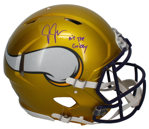 Justin Jefferson Autographed "Hit The Griddy" Authentic Speed Flash Helmet JSA