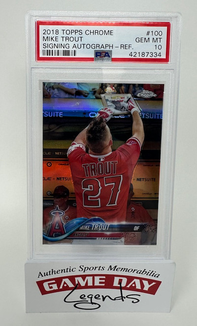 Mike Trout Angels 2018 Topps Chrome Refractor #100 Card PSA Gem Mint 10