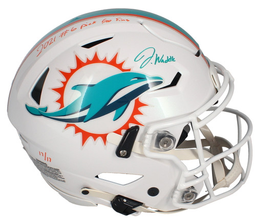 Jaylen Waddle Autographed "Go Fins" Authentic SpeedFlex Helmet Fanatics LE 17/17