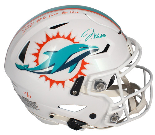 Jaylen Waddle Autographed "Go Fins" Authentic Speed Flex Helmet Fanatics LE 1/17