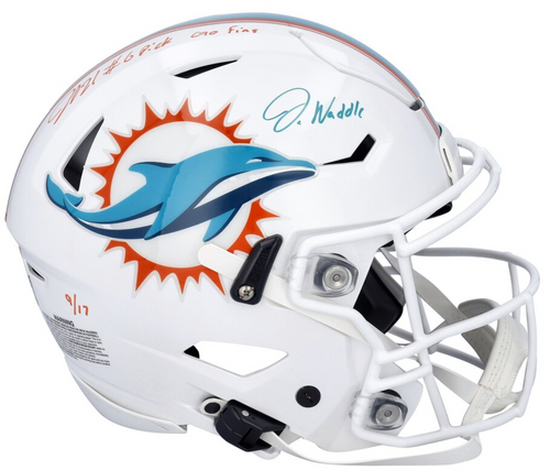 Jaylen Waddle Autographed "Go Fins" Authentic Speed Flex Helmet Fanatics LE 17