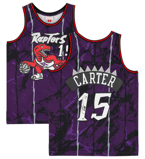 Vince Carter Autographed Toronto Raptors '98 M&N Marble Swingman Jersey Fanatics