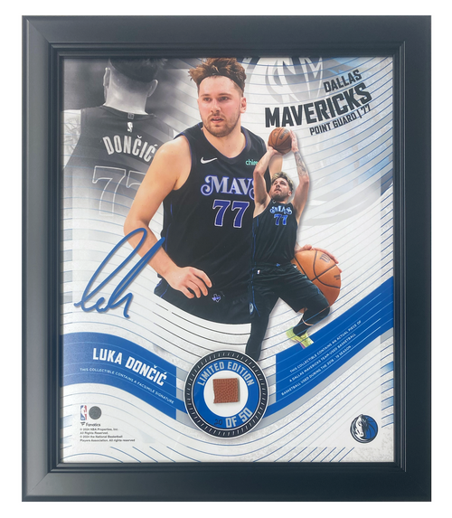 Luka Doncic Mavericks Framed 15" x 17" Game Used Basketball Collage LE 50