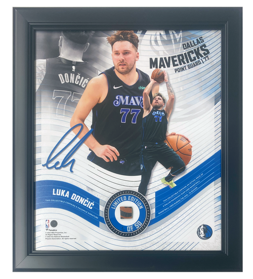 Luka Doncic Mavericks Framed 15" x 17" Game Used Basketball Collage LE 1/50