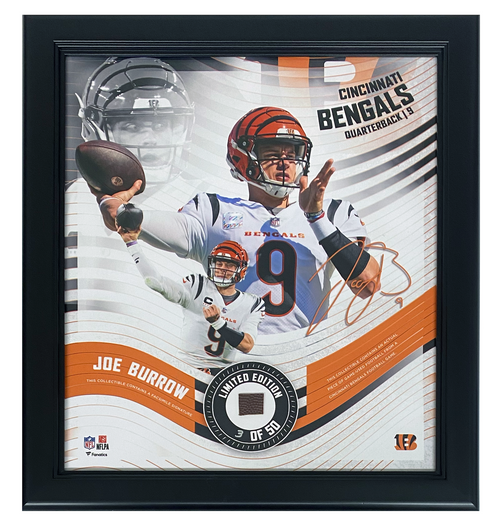 Joe Burrow Bengals Framed 15" x 17" Game Used Football Collage LE 50