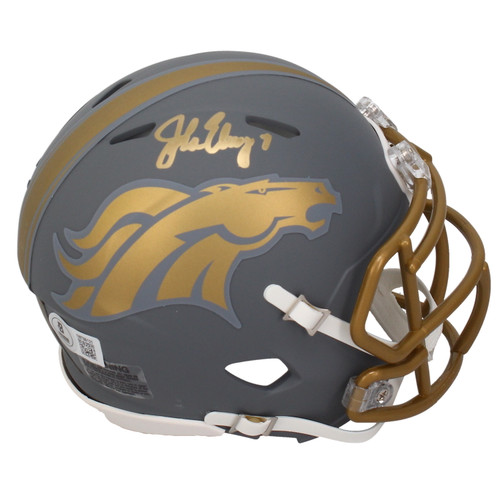 John Elway Autographed Denver Broncos Slate Mini Speed Helmet Beckett