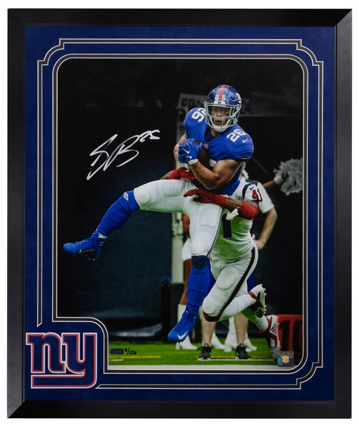 SAQUON BARKLEY Autographed New York Giants Black Matte Speed Replica Helmet  PANINI - Game Day Legends