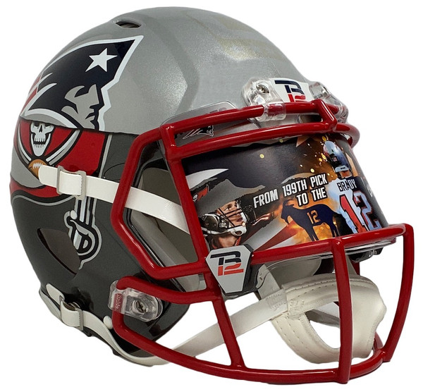 Tom Brady Tampa Bay Buccaneers & New England Patriots Autographed Half Riddell Speed Authentic Helmet - Signature on Side