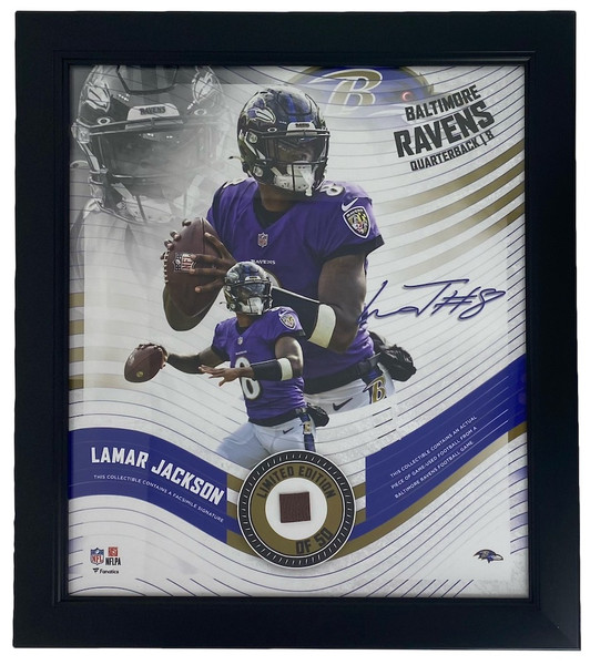 Trends International NFL Baltimore Ravens - Lamar Jackson Feature Series 23  Framed Wall Poster Prints Black Framed Version 14.725 x 22.375