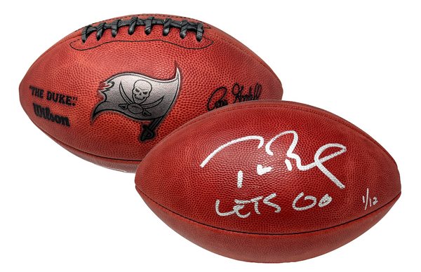 TOM BRADY Autographed "Let's Go" Bucs Metallic Logo Football FANATICS LE 1/12 - Game Day Legends
