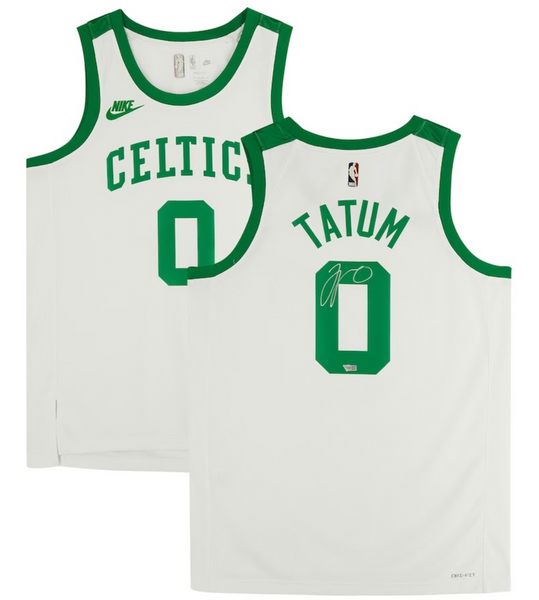 JAYSON TATUM Signed WHITE Adidas Boston Celtics JERSEY Handpainted 1/1  Steiner