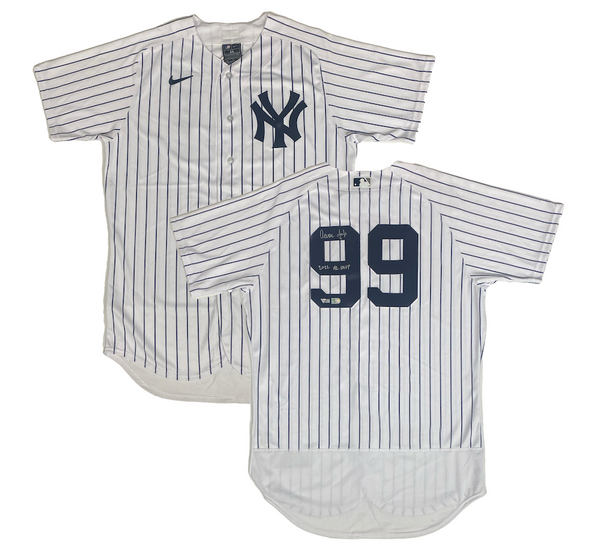 Framed Aaron Judge New York Yankees Autographed White Nike Replica Jersey