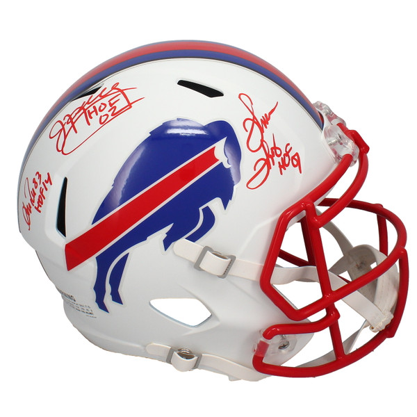 Andre Reed, Jim Kelly and Thurman Thomas Autographed Full Size Helmet