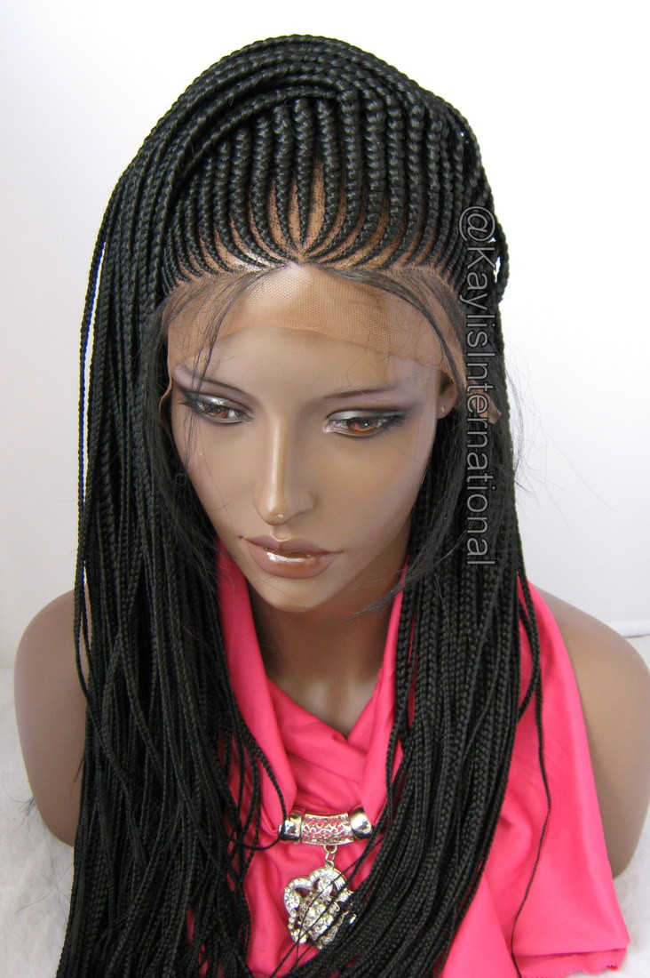 Fully hand braided cornrow lace front wig Sonia color 1 in 22