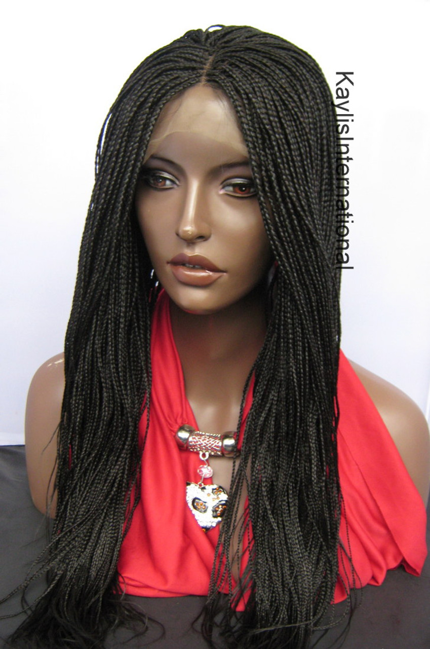 Fully hand braided lace front wig Micro Braids-Hannah Color #2 in 20