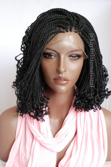 Fully hand braided cornrow lace front wig Helena color #1 in 14"