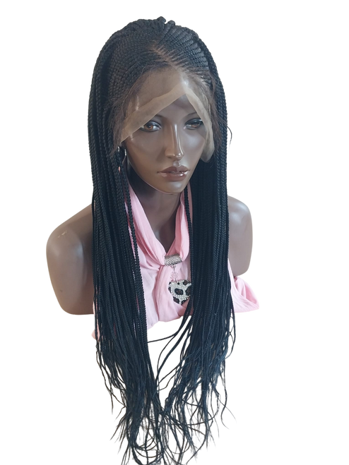 Fully hand braided cornrow 360 lace wig Tania color #1 in 22"