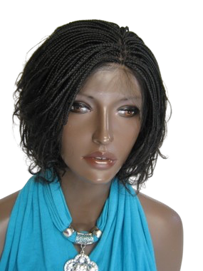 13 x 4 Fully hand braided lace front wig curly  - Linda color 2 in 6"